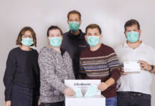 Luzerner Start-up bringt umweltfreundliche Masken in die Schweiz Das Schweizer Team hinter EcoBreathe posiert in ihren Maksen.