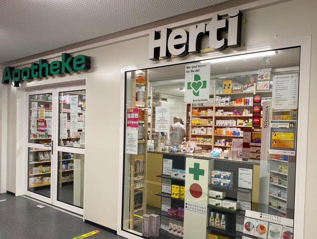 So sah die Hertiapotheke im Provisorium aus. Bild: Instagram Herti Apotheke und Drogerie 