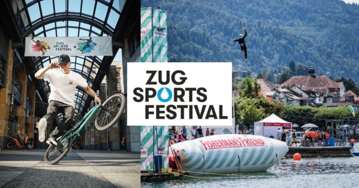 BMX-Fahrer vollführt Kunststück im Metalli Zug Zug Sports Festival