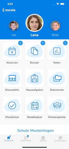 Die App Escola in direkter Ansicht