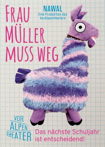 Das Plakat zu Frau Müller muss weg im Theater Pavillon Luzern