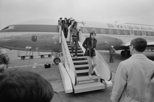 Foto der Rolling Stones am Flughafen