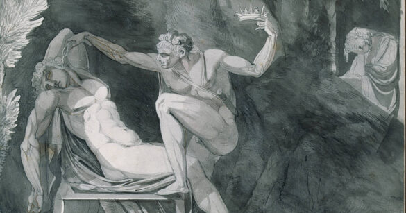 Ein Werk von Johann Heinrich Füssli: Der Dänenkönig wird im Schlaf von seinem Bruder vergiftet